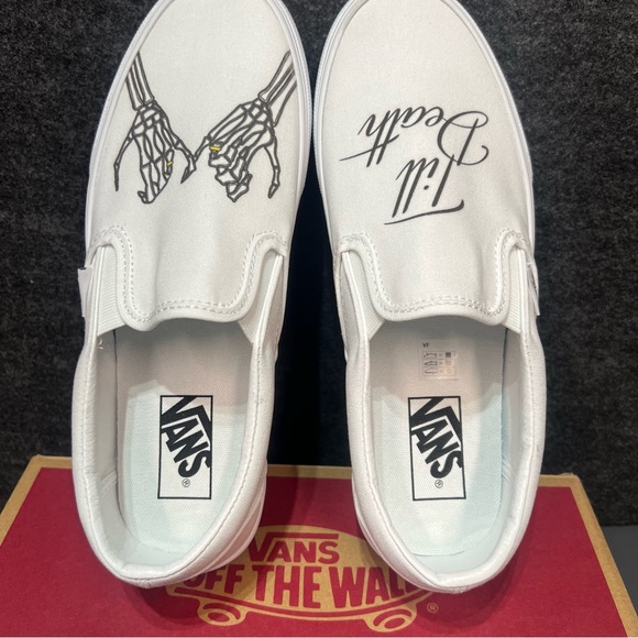 Vans “Till Death” Custom Slip Ons Size 9.5 Women’s/ 8 Mens - Picture 12 of 13